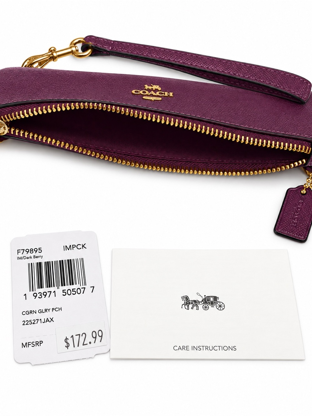 NWT Coach Gallery Pouch Wristlet F79895 Deep Berry - Picture 5 of 10